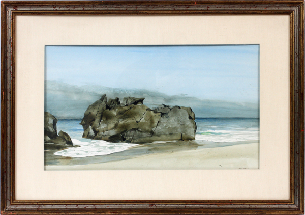 DAVID LIGARE [AMER. B 1945], WATERCOLOR, H 13", W 23", "FOG BANK PACIFIC GROVE": depicts a
