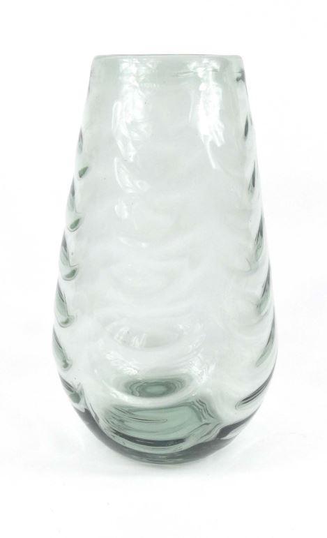 Large Whitefriars sea green wave design glass vase, 31cm high : FOR CONDITION REPORTS AND LIVE