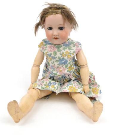 Large German Armand Marseille bisque headed doll with jointed limbs, numbered A3M, 47cm high : FOR