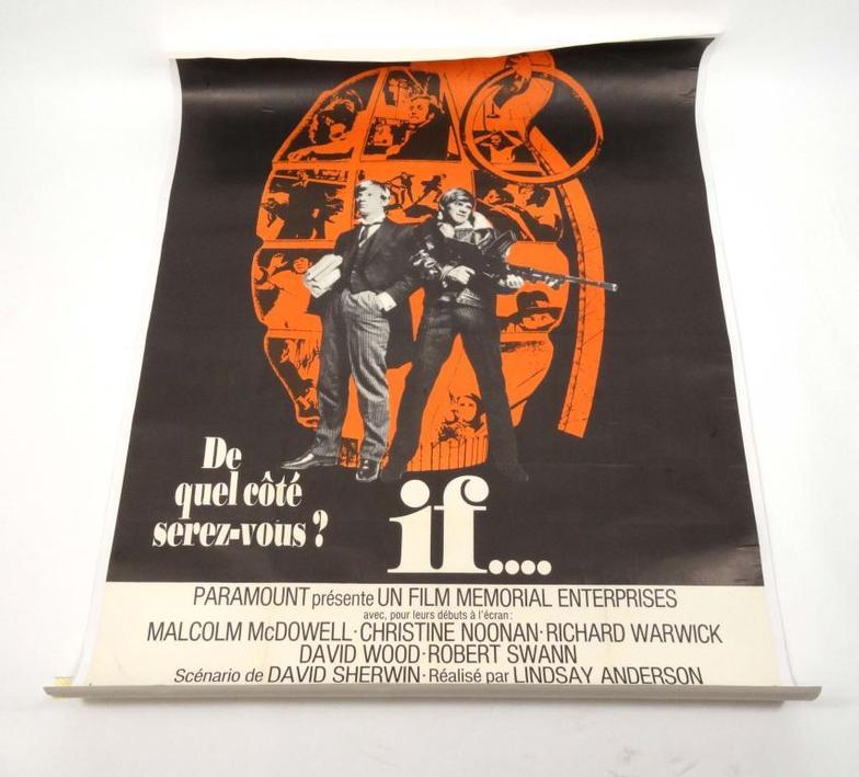 Linen backed French film poster `IF`, 160cm x 120cm : FOR CONDITION REPORTS AND LIVE BIDDING VISIT