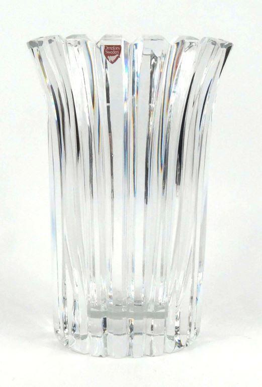 Orrefors Gunnar Cyrén clear glass abstract vase, with original paper label, 25cm high : FOR