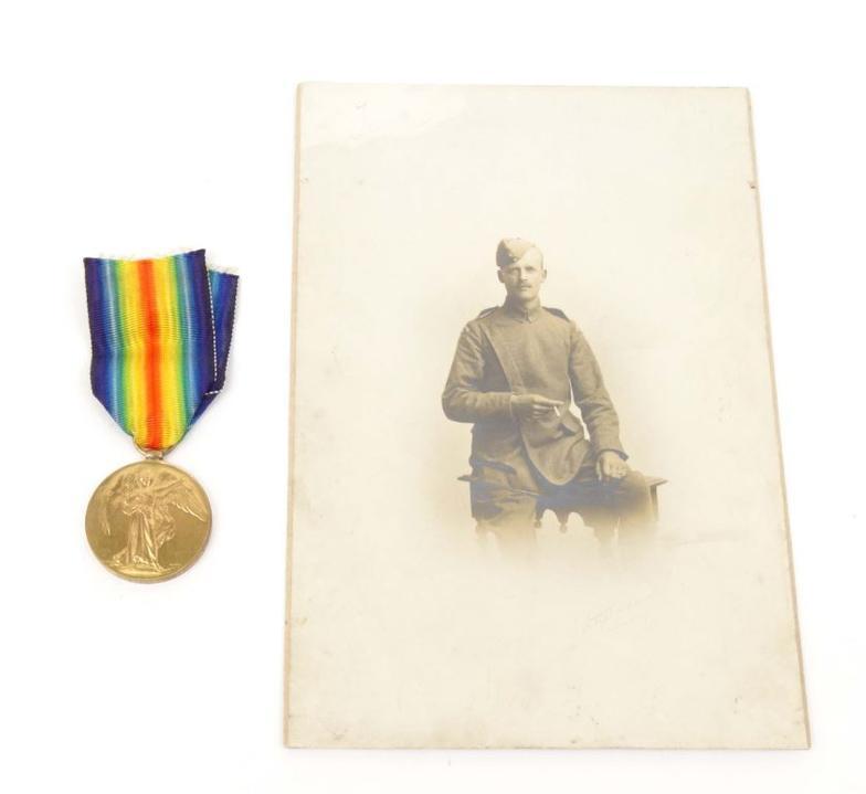 FAMILY OF FIVE BROTHERS WHO FOUGHT IN THE 1914-18 WAR.  Victory medal for Edward Alfred Lightfoot,