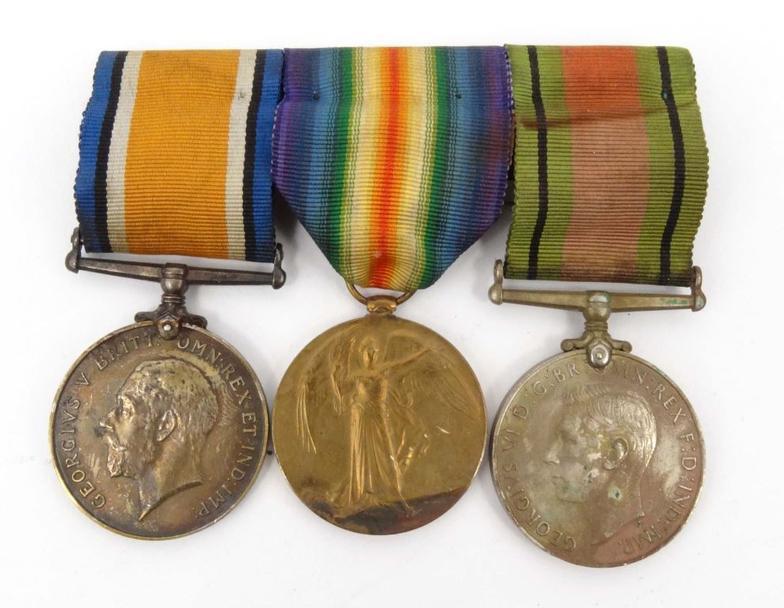 World War I Victory medal for PTE.J.WILSON.NORTH`D.FUS, together with a War medal and a 1939-45