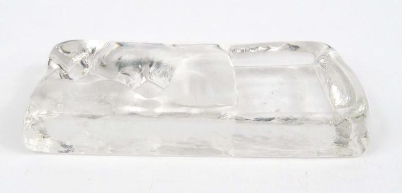 Whitefriars architectural slab number 2 in clear glass, 17cm x 8cm : FOR CONDITION REPORTS AND LIVE