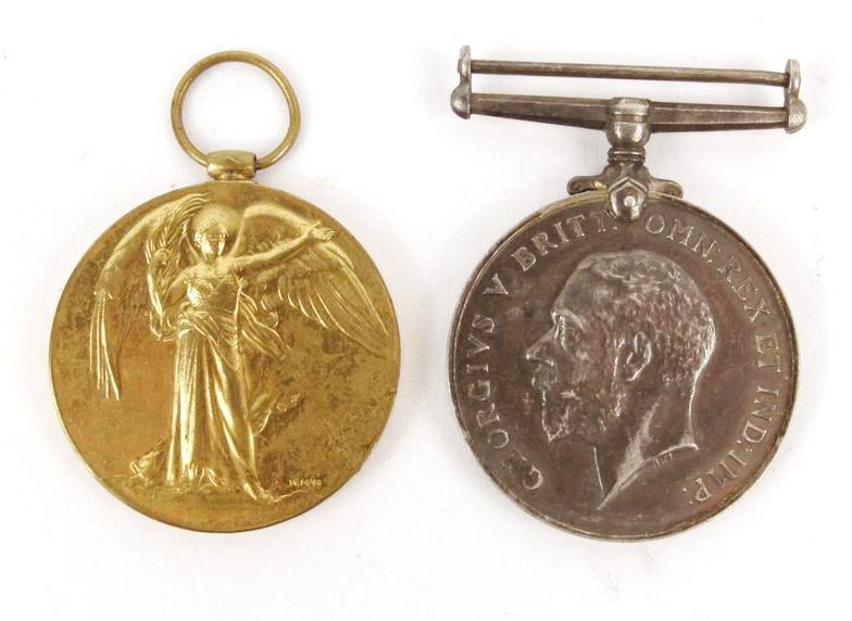 Two World War I military medals both engraved 55795.PTE.1.E.H.BROWN.R.A.F. : FOR CONDITION REPORTS