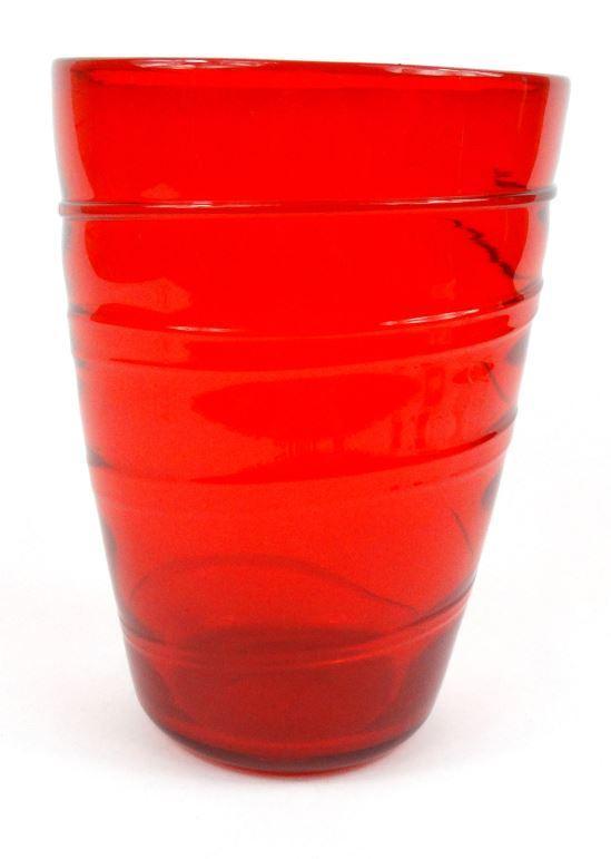 Whitefriars red ribbon trailed glass vase, 30cms high : FOR CONDITION REPORTS AND LIVE BIDDING