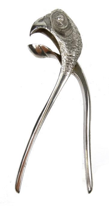 Asprey novelty parrot head nutcracker stamped `Asprey RD No. 5984?7` to the handle, 15cm in