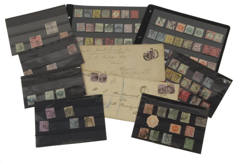 Collection of predominantly Great Britain Queen Victoria postage stamps, also two envelopes bearing