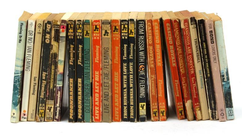 Collection of vintage Ian Fleming James Bond paperback novels, predominantly published by Pan : For