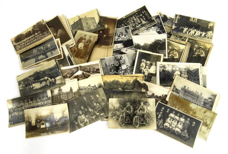 Collection of original photographs, photographic postcards and printed postcards including views of