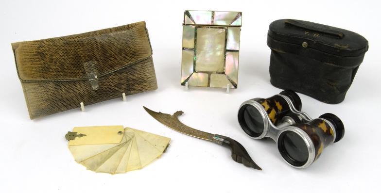 Objects comprising a cased pair of Negretti and Zambra faux tortoiseshell mounted opera glasses,