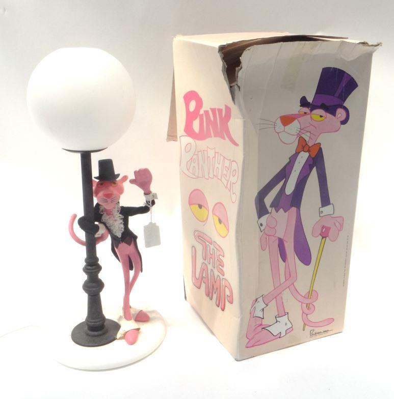 Boxed Pink Panther table lamp 51cm high : FOR CONDITION REPORTS AND TO BID LIVE VISIT WWW.