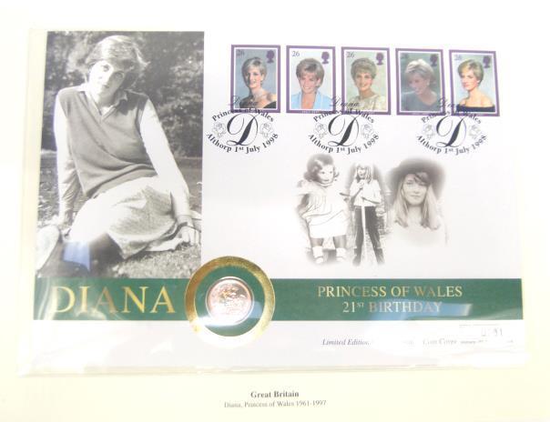Proof 1982 sovereign coin cover - Diana Princess of Wales 21st Birthday : FOR CONDITION REPORTS AND