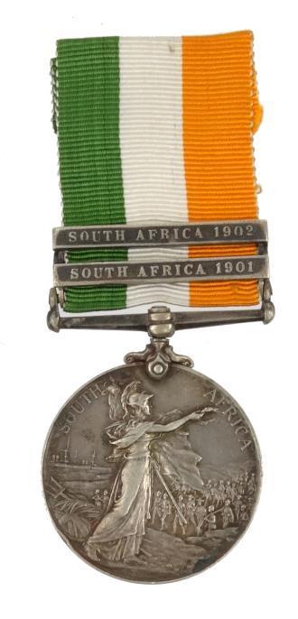 Edward VII British military South Africa medal with 1901 and 1902 bars marked 1405 TPR:C.STEVENS.