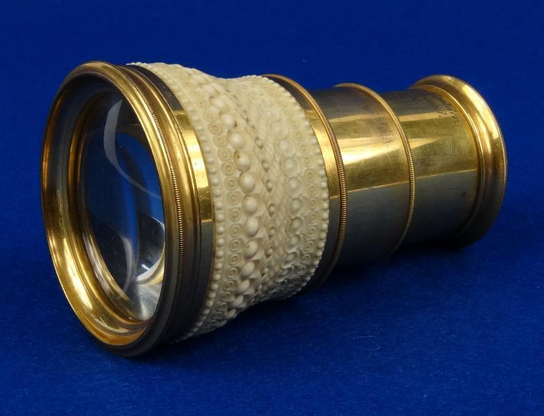 Two drawer pocket telescope by C. Schmalcalder, 339 Strand, London, the brass case with ivory