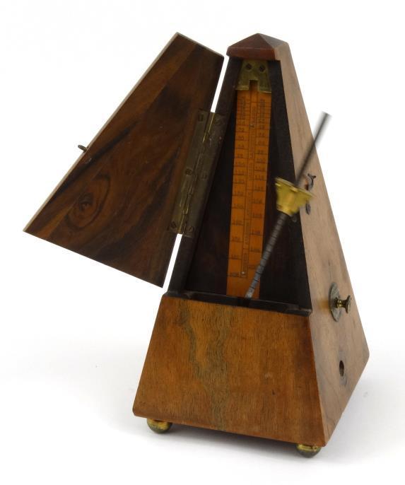 Mahogany cased Best English Make Maezel metronome with boxwood scale, 24cm high : For Condition