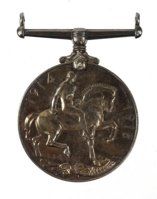 World War I British military 1914-18 War medal marked G-23885 PTE.A.E.SCOTT.R.W.KENT.R to the rim :