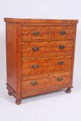 A Victorian birchwood two over three chest of drawers. 115cm x 97cm x 46cm.