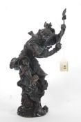 A 20th century bronze figure of Chinese oriental warrior Sun Wukong, Monkey King.