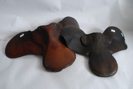 2 20th century leather Jockey's horse saddles