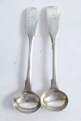 A pair of 19th century George III silver hallmarked condiment spoons by Thomas Wilkes Barker of