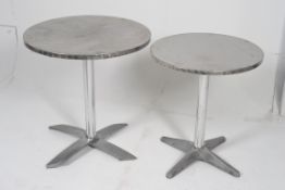 A 20th century contemporary retro tilt top aluminium table