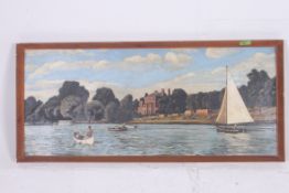 GF MUSTY, 20th century, oil painting on board `The Thames At Datchet`. Framed. Measures: 38cms H x