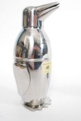 A 20th century silver plated cocktail shaker in the form of a penguin