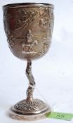 A late 19th century Chinese export goblet marked WH / Wang Hing 90 and two character marks. The