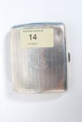 A hallmarked silver cigarette case by S. Blanckensee & Sons Ltd, having 1908 date and monogram to