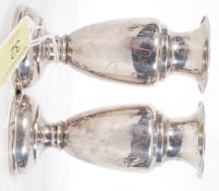 A pair of miniature silver hallmarked vases.  Weight 103 grams