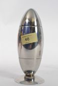 A retro shaped atomic style silver plated missile form bar / cocktail shaker