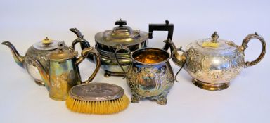 A collection  of silver plated wares to include teapots, creamer etc ( see illustration  )
