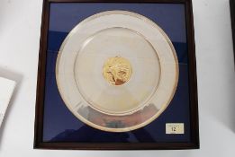A modern silver commemorative plate, maker`s mark YM, Sheffield 1978, limited edition commissioned