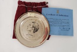 A silver plate for HRH Prince of Wales, HRH Prince Charles being hallmarked with signature. Original