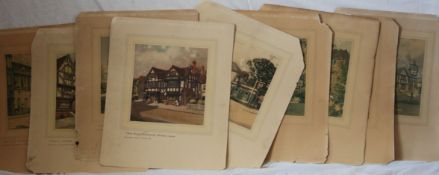 A group of unframed lithograph colour prints - pub issue. Of pubs in Sussex, Surrey & Kent 9 in
