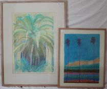 2 framed Jackie Harding prints of tropical scenes in Goach 83 & 86. 60cms x 41cms
