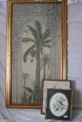 A framed and glazed print of botanical nature together with others. THe largest being 110cms x