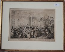 A pen and ink print of The Picadilly Nuisance being framed. 25cms x 35cms