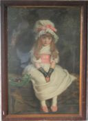 A 19th century framed and glazed Pears print of young girl set in an oak frame. Measures 70cms x