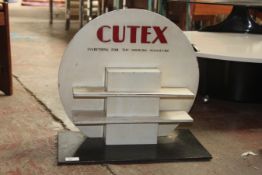 An original 1930`s shop display sign for Cutex ` Everything for the modern manicure ` raised on