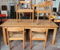 An original Vico Magestretii for Habitat extending refectory dining table and 4 chairs. The chairs,