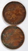 Coins. Victoria, young head, penny, 1881 H, good traces of lustre, indentations to edges. Together
