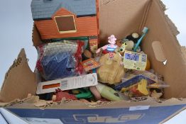 A box of assorted Wallace & Gromit toys / items.