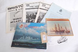 The Story of HMS Bristol by Robert Wall together with related ephemera photographs and documents.
