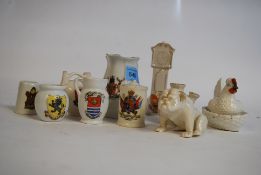 A collection of crested wares to include Bill Sykes dog, Royal Military college, Camberley.