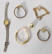 A selection of ladies dress watches including a Swiss movement 20th century ladies cocktail watch
