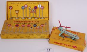 An original Dinky Toys 715 Bristol 173 Helicopter along with an International Road Signs 771 boxed
