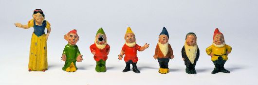 BRITAINS: A rare set of Britains Disney Snow White & The Seven Dwarves lead figures (6 dwarves) -