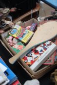 A collection of vintage games to include Magic Ring conjuring trick, planet telescope, Spinner and
